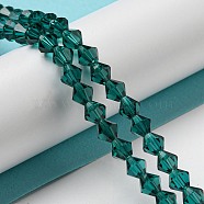 Faceted Imitation Austrian Crystal Bead Strands, Grade AAA, Bicone, Teal, 6x6mm, Hole: 0.7~0.9mm, about 68pcs/strand, 15.7 inch(G-M180-6mm-24A)