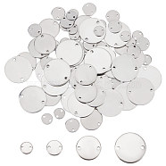 80Pcs 4 Styles 201 Stainless Steel Connector Charms, Flat Round Links, Stainless Steel Color, 8~20x1mm, Hole: 1.4~1.8mm, 20pcs/style(STAS-UN0052-74)