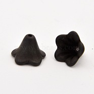 Frosted Acrylic Beads, Flower, Black, 10x13.5mm, Hole: 1.8mm, about 1600pcs/500g(PL692-12)