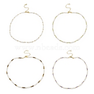 Natual Gemstone & Rainbow Moonstone Beaded Necklace for Women, 15.35 inch(39cm)(NJEW-JN04173)