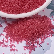 MIYUKI Delica Beads, Cylinder, Japanese Seed Beads, 11/0, (DB0780) Dyed Semi-Frosted Transparent Bubble Gum Pink, 1.3x1.6mm, Hole: 0.8mm, about 20000pcs/bag, 100g/bag(SEED-J020-DB0780)