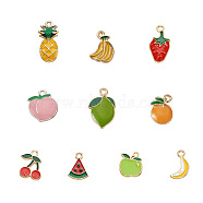 Alloy Enamel Pendants, Fruits, Light Gold, Mixed Color, 30pcs/set(ENAM-CD0001-03)
