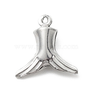 304 Stainless Steel Pendants, Fish Tail Charms, Stainless Steel Color, 15.1x14.3x4.4mm, Hole: 1mm(STAS-D243-05)