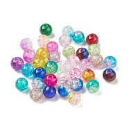 Transparent Crackle Glass Beads, Round, Mixed Color, 8~8.5x7~7.5mm, Hole: 1.5~1.6mm, 735Pcs/500g(CCG-XCP0001-02)