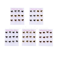 Heart 304 Stainless Steel Acrylic Stud Earrings, with Ear Nut, Mixed Color, 9x11mm, Pin: 0.8mm, 6 pairs/card(STAS-D188-11)