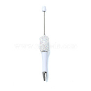 Plastic Beadable Pens, Resin Rhinestone Ball-Point Pen, for DIY Personalized Pen, White, 145x16mm(DIY-Q036-02A)