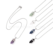 5Pcs 5 Style Natural Mixed Gemstone Bullet Pendant Necklaces Set with 304 Stainless Steel Snake Chains for Women, Stainless Steel Color, 17.80 inch(45.2cm), 1Pc/style(NJEW-JN04147)