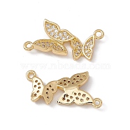 Brass Micro Pave Clear Cubic Zirconia Pendants, Butterfly Charm, Real 18K Gold Plated, 11.5x23.5x3mm, Hole: 1.2~1.4mm(KK-E068-VC086)