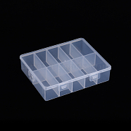 Polypropylene(PP) Bead Storage Container, 10 Compartment Organizer Boxes, with Hinged Lid, Rectangle, Clear, 12.6x10.2x3cm Compartment: 4.8x2.3x2.7cm(CON-S043-011)