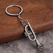 Alloy Keychain, Music Gift Pendant, Musical Instruments, Antique Silver, 10.2x3.5cm(PW-WG56136-06)