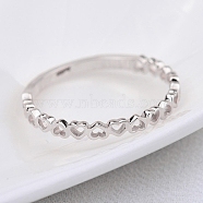 Alloy Finger Rings, Hollow Heart, Platinum, US Size 7(17.3mm)(PW-WG37491-01)