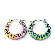 Ion Plating(IP) Rainbow Color 304 Stainless Steel Curb Chains Hoop Earrings for Women, 22x21x2mm, Pin: 0.8mm(EJEW-G293-06M)