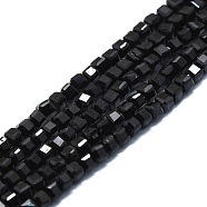 Natural Black Tourmaline Beads Strands, Faceted, Cube, 2x2x2mm, Hole: 0.6mm, about 182pcs/strand, 15.16''~15.55''(38.5~39.5cm)(G-P457-B01-02D)