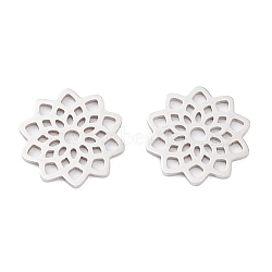201 Stainless Steel Pendants, Laser Cut, Manual Polishing, Flower, Stainless Steel Color, 16x16x1mm, Hole: 2mm(STAS-D451-12P)