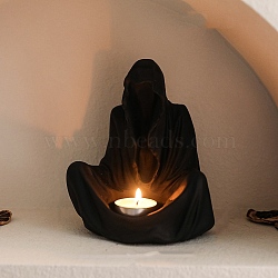 Halloween Ghost Resin Candle Holder, Festival Creative Candles Home Decoration, Black, 12x15cm(PW-WGF479D-01)