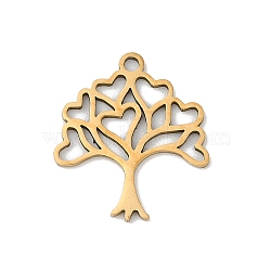 201 Stainless Steel Pendants, Tree Charms, Real 18K Gold Plated, 18x16x1mm, Hole: 1.4mm(STAS-F316-14G)