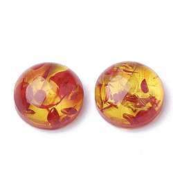 Resin Cabochons, Imitation Amber, Dome/Half Round, Dark Orange, 10x4mm(CRES-Q202-10mm-01)