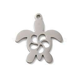 Non-Tarnish 201 Stainless Steel Pendants, Laser Cut, Stainless Steel Color, Turtle, 15x13.5x1mm, Hole: 1.2mm(STAS-E206-04P-05)