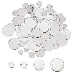 80Pcs 4 Styles 201 Stainless Steel Connector Charms, Flat Round Links, Stainless Steel Color, 8~20x1mm, Hole: 1.4~1.8mm, 20pcs/style(STAS-UN0052-74)