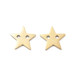 304 Stainless Steel Connector Charms, Ion Plating(IP), Star, Real 14K Gold Plated, 15x15.5x1mm, Hole: 1.8mm(STAS-M111-03G)