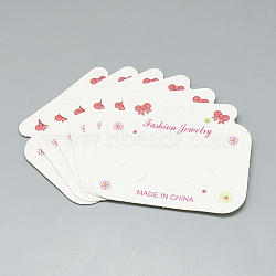 Cardboard Hair Clip Display Cards, with Bowknot Pattern, Hot Pink, 7.5x9cm(CDIS-R034-20)