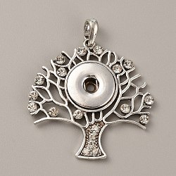 Alloy Rhinestone Hang Snap Base Big Pendants, for Interchangeable Snap Charms Jewelry Making, Tree of Life, Platinum, 50x50x5mm, Hole: 4x7mm(FIND-WH0111-243)