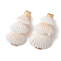 Sea Shell with Iron Alligator Hair Clips, Hair Accessories for Women, Golden, 45x24x16mm(PHAR-JH00104-02)