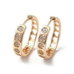 Brass Micro Pave Cubic Zirconia Hoop Earrings, Hollow Heart, Light Gold, 25x5mm(EJEW-M238-78KCG)