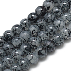 Glass Beads Strands, Crackle Style, Round, Imitation Jade, Prussian Blue, 8~8.5mm, Hole: 1.5mm, about 105pcs/strand, 31.8 inch(80.7cm)(X-DGLA-S115-8mm-YS20)