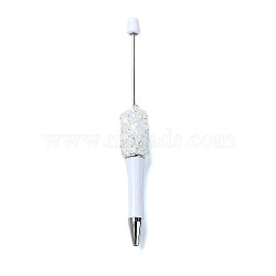 Plastic Beadable Pens, Resin Rhinestone Ball-Point Pen, for DIY Personalized Pen, White, 145x16mm(DIY-Q036-02A)
