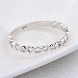 Alloy Finger Rings, Hollow Heart, Platinum, US Size 7(17.3mm)(PW-WG37491-01)