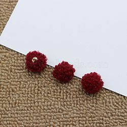 Fibre Pendants, with Golden Plated Alloy Finding, for DIY Jewelry, Earrings, Round, Dark Red, 17~17.5x14.5mm, Hole: 1.5mm(DIY-TAC0007-45J)