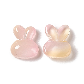 Electroplated Glass Cabochons, Rabbit, Misty Rose, 10x8x3mm