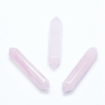 Natural Rose Quartz No Hole Beads, Healing Stones, Reiki Energy Balancing Meditation Therapy Wand, Double Terminated Point, 51~55x10.5~11x9.5~10mm