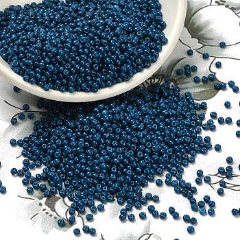 12/0 Grade A Round Glass Seed Beads, Baking Paint, Steel Blue, 12/0, 2x1.5mm, Hole: 0.7mm, about 30000pcs/bag