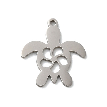 201 Stainless Steel Pendants, Laser Cut, Stainless Steel Color, Turtle, 15x13.5x1mm, Hole: 1.2mm