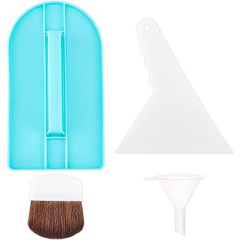 Diamond Painting Tool Kits, including Pressure Drill Plate, Triangle Scraper Tool, Mini Cleaning Brush, Transparent Funnel Hopper, Mixed Color, 3.7~14.5x3.5~10x0.4~3.7cm, 4pcs/bag