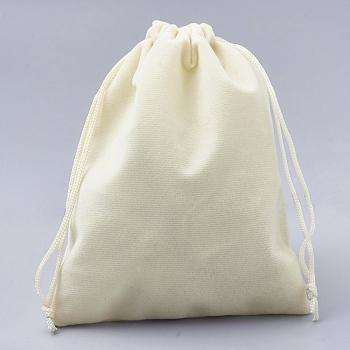 Rectangle Velvet Pouches, Gift Bags, Beige, 15x12cm