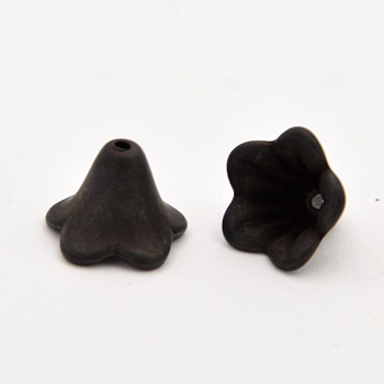 Frosted Acrylic Beads, Flower, Black, 10x13.5mm, Hole: 1.8mm, about 1600pcs/500g