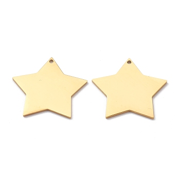 304 Stainless Steel Pendant, Stamping Blank Tag, Star, Golden, 23x21.5x1mm, Hole: 1.2mm