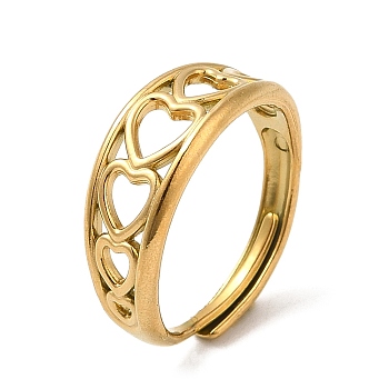 304 Stainless Steel Finger Rings, Adjustable Ring for Women, Golden, Heart, 3~8mm, Inner Diameter: 17mm