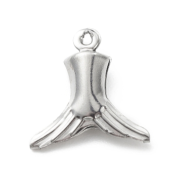 304 Stainless Steel Pendants, Fish Tail Charms, Stainless Steel Color, 15.1x14.3x4.4mm, Hole: 1mm