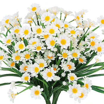 Plastic Artificial Daisy Flowers Bundles, for Indoor Outdoor Home Garden Porch Window Plant Decoration, White, 380mm