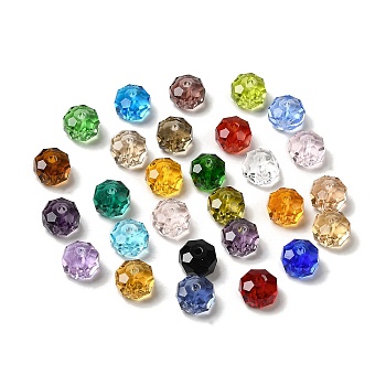 Transparent Glass Beads, Faceted, Rondelle, Mixed Color, 6x4mm, Hole: 1.2mm