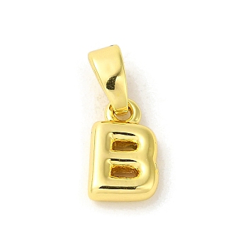 Rack Plating Brass Charms, Real 18K Gold Plated, Long-Lasting Plated, Cadmium Free & Lead Free, Letter B, 9.5x6x2.5mm, Hole: 5x2.5mm