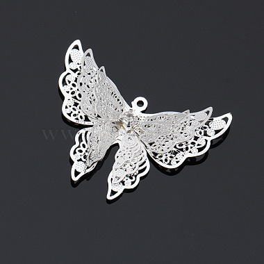 Silver Butterfly Brass+Rhinestone Pendants