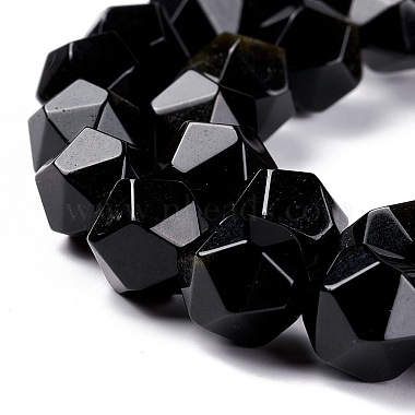 Natural Golden Sheen Obsidian Beads Strands(G-C229-01C)-4