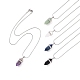 5Pcs 5 Style Natural Mixed Gemstone Bullet Pendant Necklaces Set with 304 Stainless Steel Snake Chains for Women(NJEW-JN04147)-1
