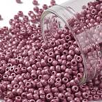 TOHO 11/0 Round Beads, Japanese Seed Beads, (PF553F) PermaFinish Pink Rose Metallic Matte, 2.2mm, Hole: 0.8mm, about 5555pcs/50g(SEED-XTR11-PF0553F)
