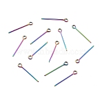 Ion Plating(IP) 304 Stainless Steel Eye Pins, Rainbow Color, 20x0.6mm, 22 Gauge, Hole: 1.6mm(STAS-E156-01M-02)